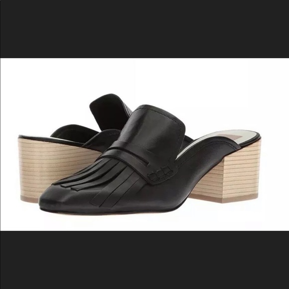 Dolce Vita Shoes - DOLCE VITA Katina Black Leather Fringed Mules 6.5